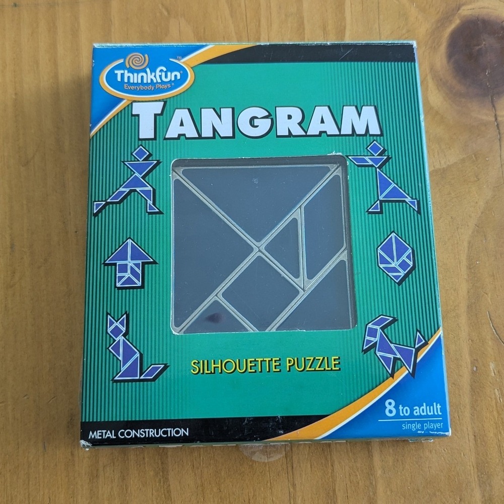 ThinkFun Tangram Silhouette Puzzle Metal Construction 36 Challenges 2002 #4985